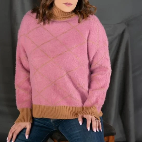 MERCI♡ &merci | Sweaters | Merci Diamond Print Sweater Szl | Poshmark